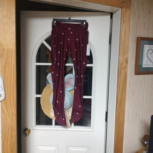 New Gilly Hicks Go Recharge Leggings Maroon With Stars Size Women's M